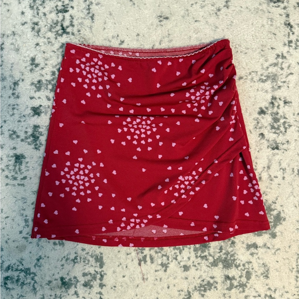 Urban Outfitters Red and Pink Heart Mini Skirt